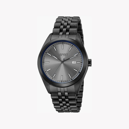 Esprit Men's Black Stainless Steel Watch, Grey Dial | ES1G050M0015-0