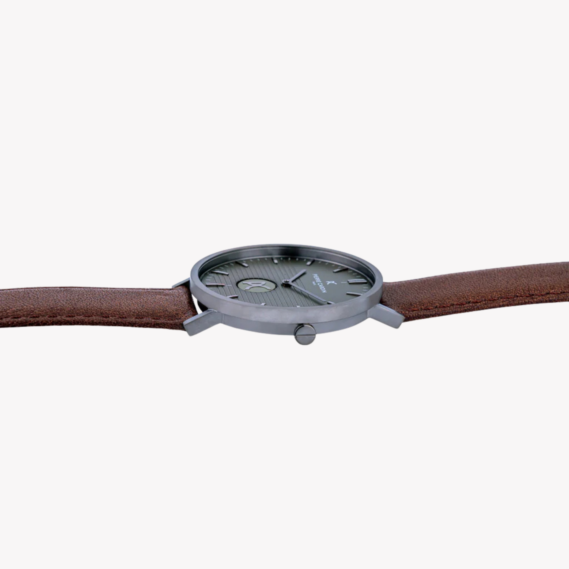 Pierre Cardin Men's Brown Leather Watch, Black Dial | CBV.1047-2