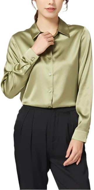 Misharen Women’s Satin Office Wear Top Blouse Shirt – Elegant Long Sleeve Silk Shirt Casual Wear, or Formal Wear For Professionals-0