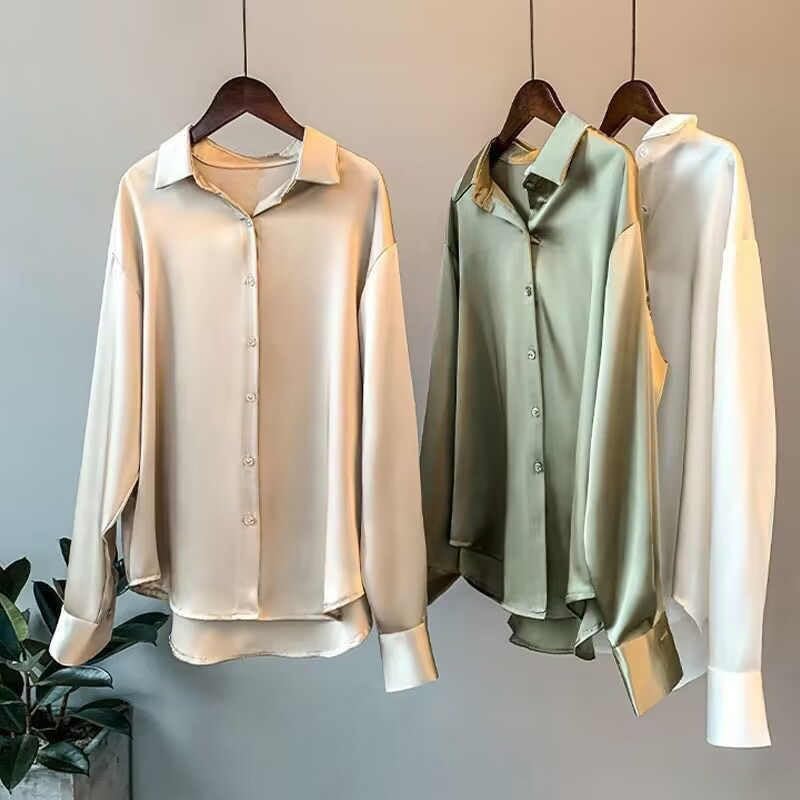Misharen Women’s Satin Office Wear Top Blouse Shirt – Elegant Long Sleeve Silk Shirt Casual Wear, or Formal Wear For Professionals-4