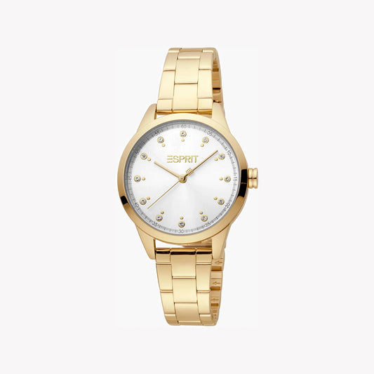 Esprit Women's Gold Stainless Steel Watch, Silver Dial | ES1L006M0035-0