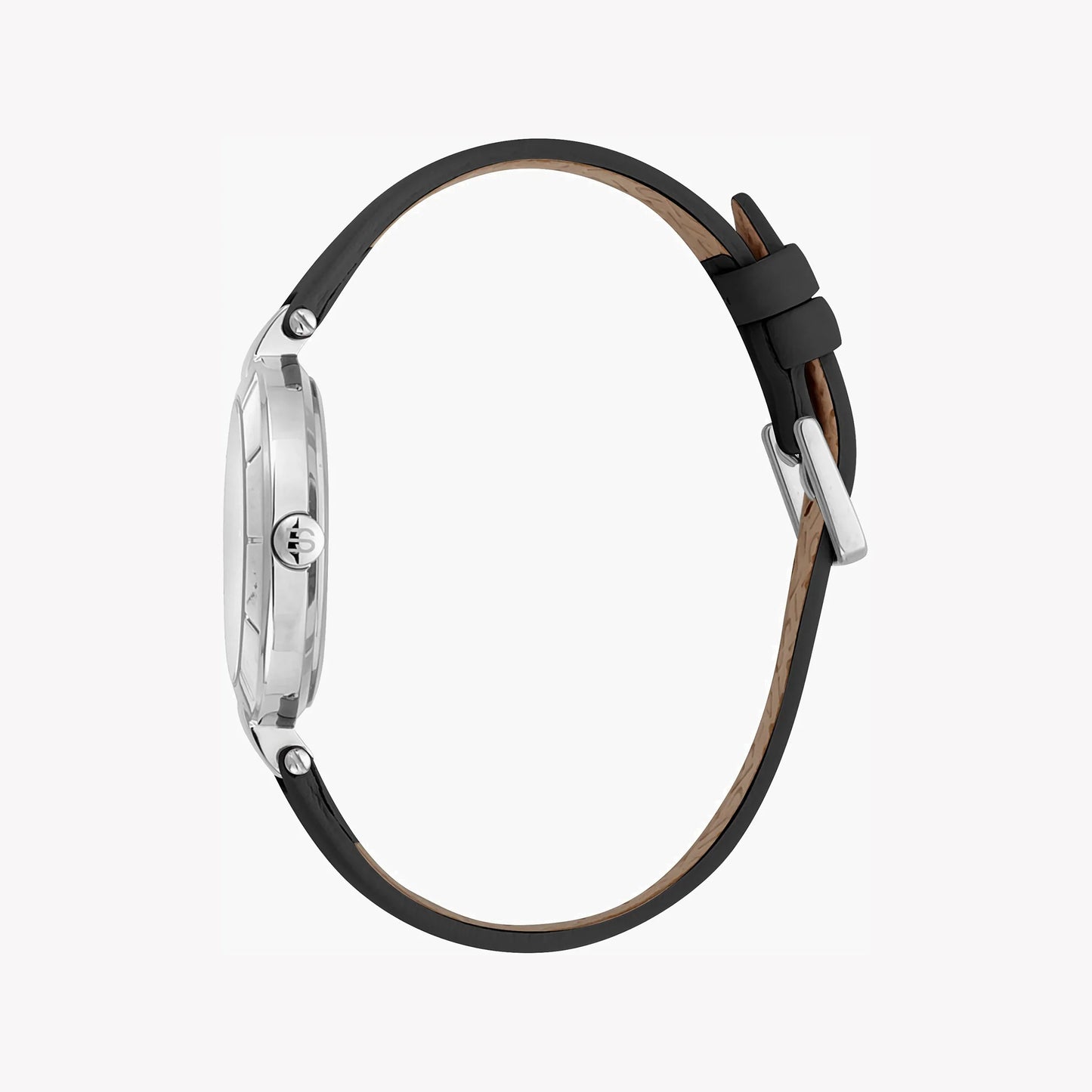 Esprit Women's Black Leather Watch, Silver Dial | ES1L153M0045-1
