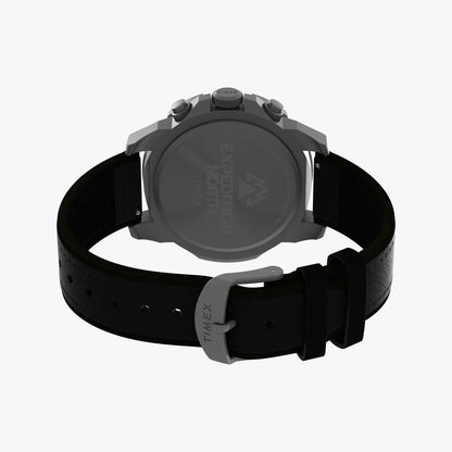 Timex Men's Black Eco-Leather Watch, Dark Green Dial | TW2W16100-2