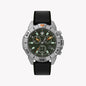 Timex Men's Black Eco-Leather Watch, Dark Green Dial | TW2W16100-0