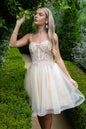 Floral Embroidery Embellished Glitter Mesh Sweetheart Neckline A-Line Homecoming Dress-3