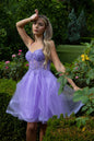 Floral Embroidery Embellished Glitter Mesh Sweetheart Neckline A-Line Homecoming Dress-5