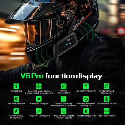 1200M Bluetooth Motorcycle Helmet Intercom Headset-3