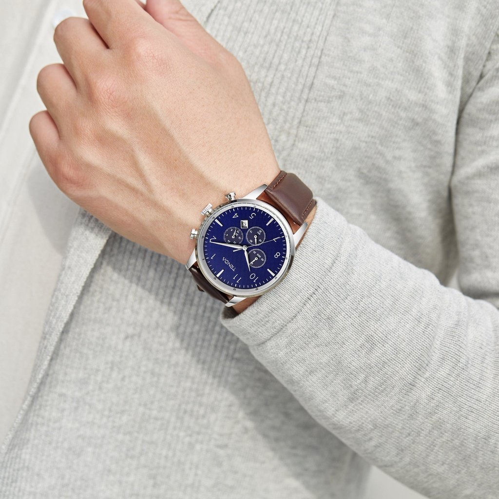 TRNDA Men's Stainless Steel Watch, Dark Blue Dial | TRN-SS43DB-1