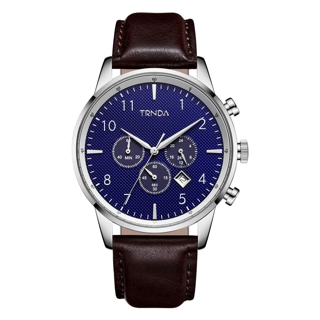 TRNDA Men's Stainless Steel Watch, Dark Blue Dial | TRN-SS43DB-0