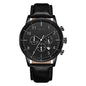 TRNDA Men's Stainless Steel Watch, Black Leather Band | TRN-43BLK-0