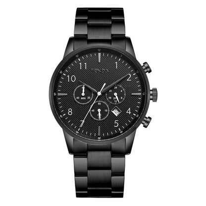 TRNDA Men's Stainless Steel Watch, Black Dial | TRN-SS43MM-0