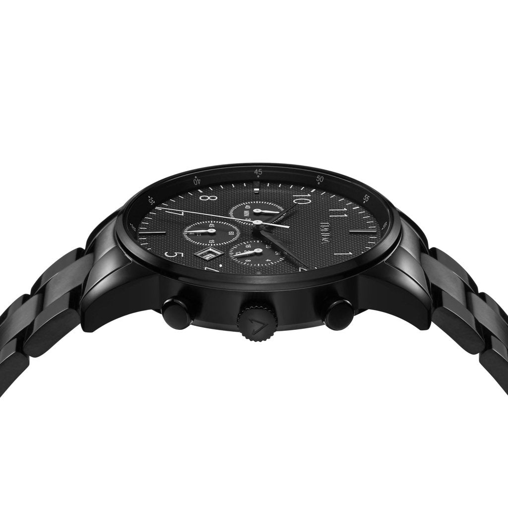 TRNDA Men's Stainless Steel Watch, Black Dial | TRN-SS43MM-2