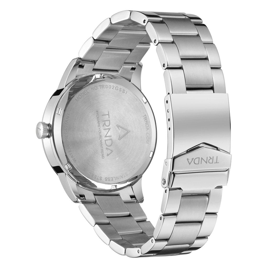 TRNDA Men's Stainless Steel Watch, Blue Dial | TRNDA-43MM-SILVER-3