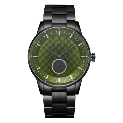 TRNDA Men's Black Stainless Steel Watch, Seaweed Green Dial | TRN43B-0