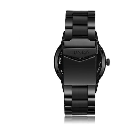 TRNDA Men's Black Stainless Steel Watch, Seaweed Green Dial | TRN43B-4