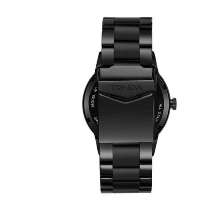 TRNDA Men's Black Stainless Steel Watch, Round Dial | TRN43MMBLACK-4
