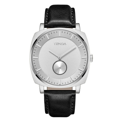 TRNDA Men's Stainless Steel Watch, Black Leather Band | TR45S-0