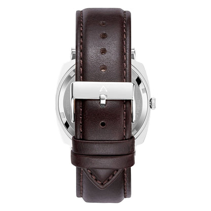 TRNDA Men's Stainless Steel Watch, Brown Leather Band | TR45MMSS-4