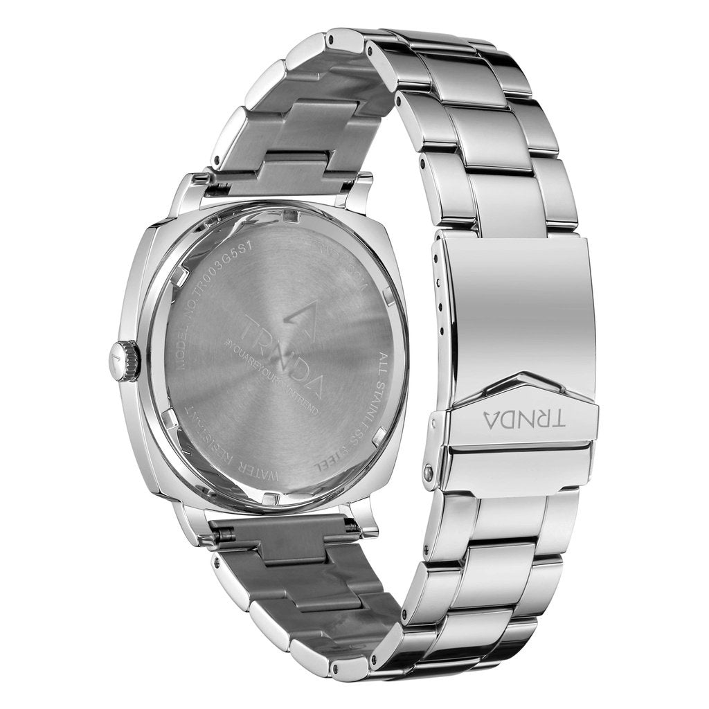 TRNDA Men's Stainless Steel Watch, Silver Gradient Dial | TRNDA45MM-3