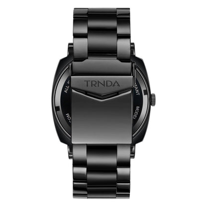 TRNDA Men's Black Stainless Steel Watch, Seaweed Green Dial | TR45B-3