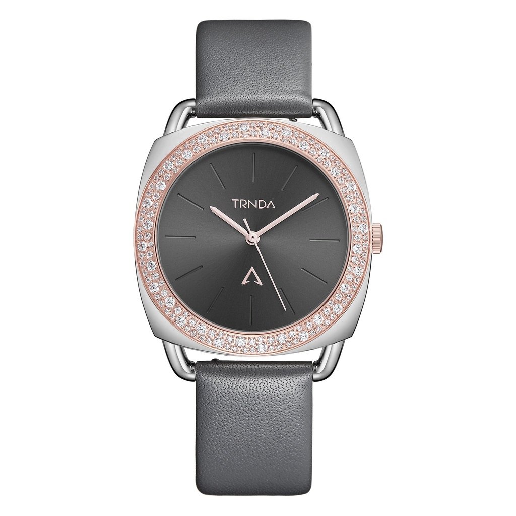 TRNDA Women's Stainless Steel Watch, Gray Leather Band | TRD-SS35-0