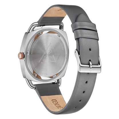 TRNDA Women's Stainless Steel Watch, Gray Leather Band | TRD-SS35-3