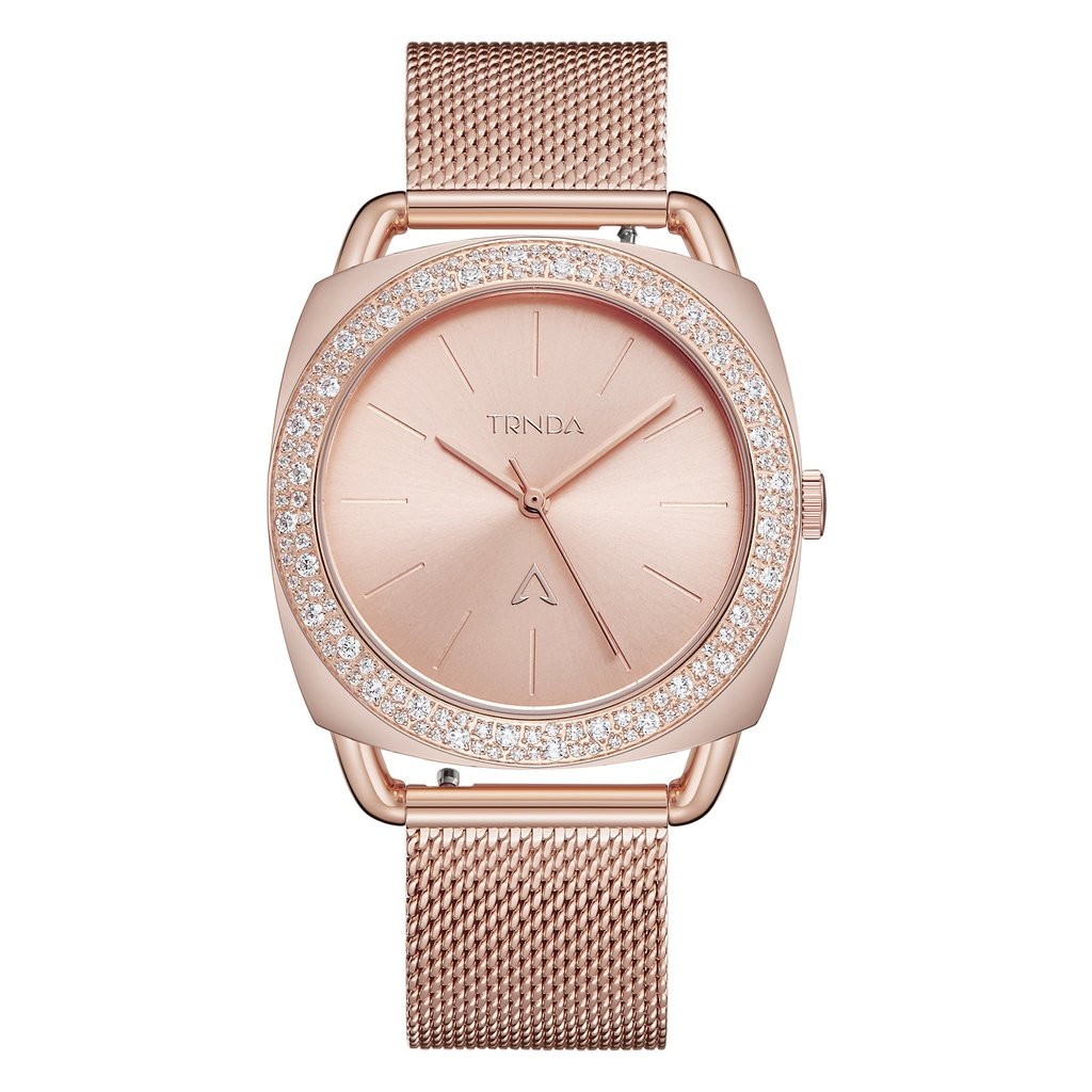 TRNDA Women's Rose Gold Stainless Steel Watch, Mesh Band | TRN-358-0