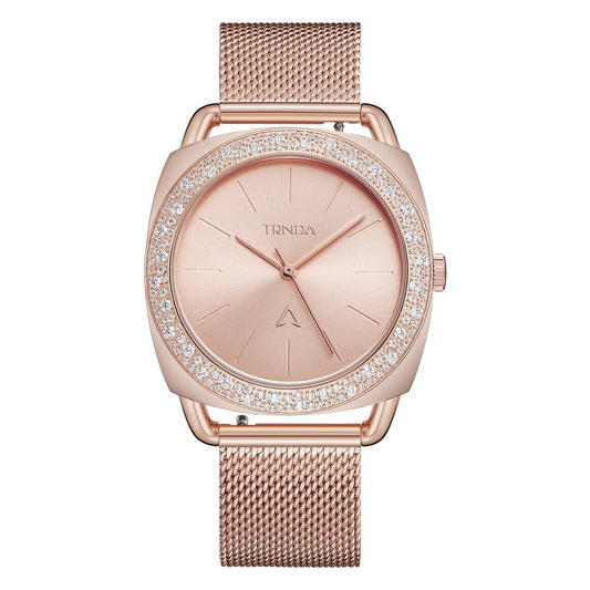TRNDA Women's Rose Gold Stainless Steel Watch, Mesh Band | TRN-358-0