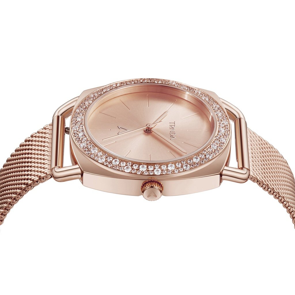 TRNDA Women's Rose Gold Stainless Steel Watch, Mesh Band | TRN-358-2