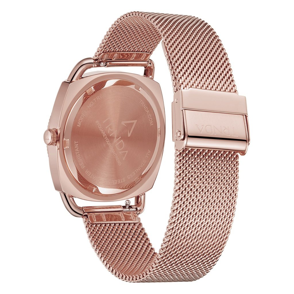 TRNDA Women's Rose Gold Stainless Steel Watch, Mesh Band | TRN-358-3