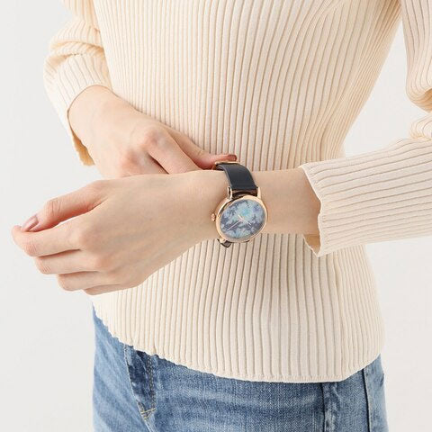 Timex Women's Blue Leather Watch, Rose Gold Case | TW2R66400-3
