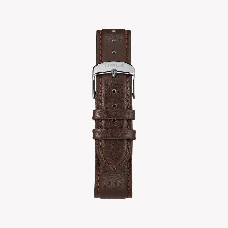 Timex Men's Brown Leather Watch, Black Dial | TW2T11500-2