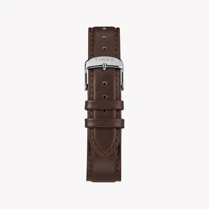 Timex Men's Brown Leather Watch, Black Dial | TW2T11500-2