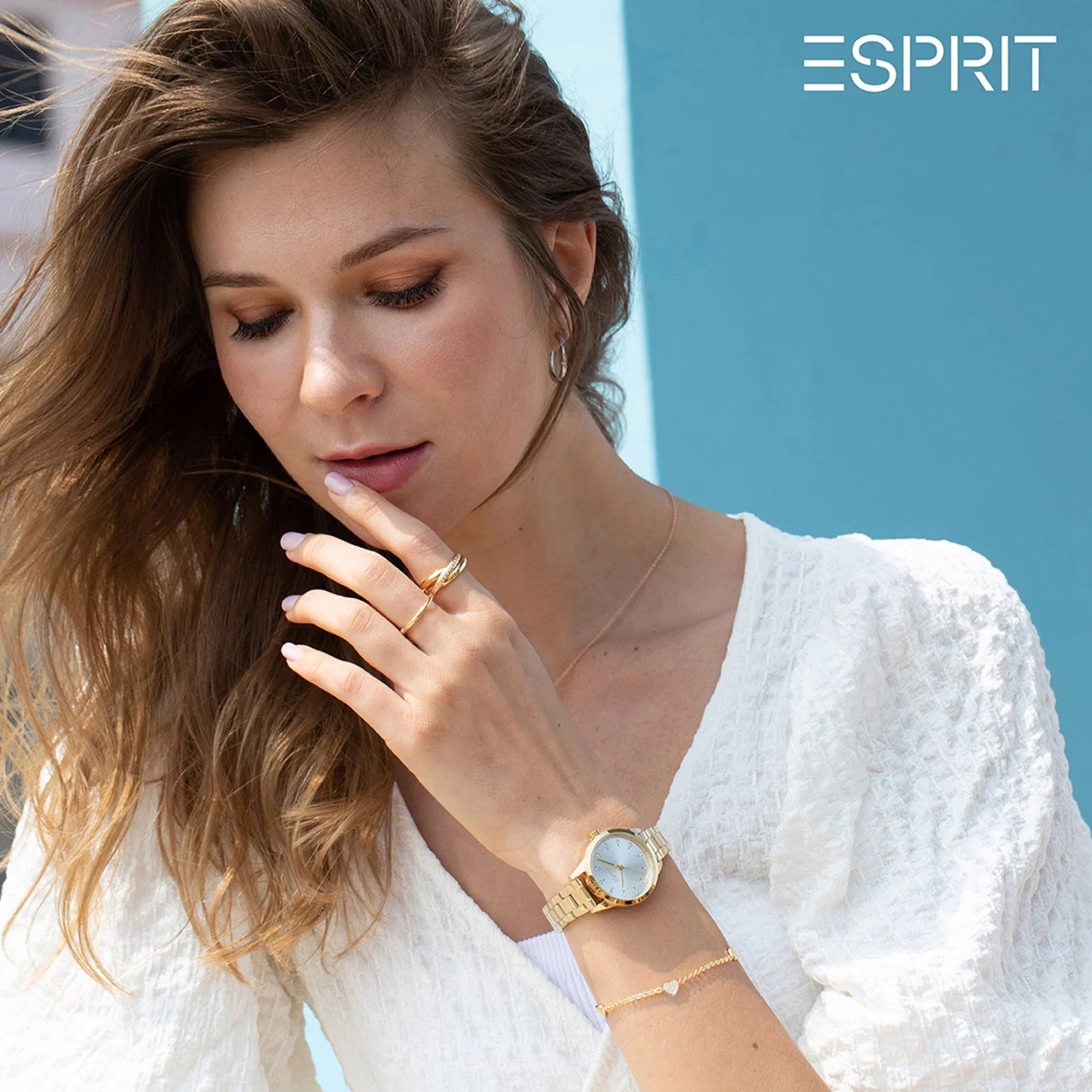 Esprit Women's Gold Stainless Steel Watch, Silver Dial | ES1L006M0035-3