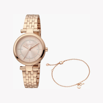 Esprit Women's Rose Gold Stainless Steel Watch, Round Case | ESM-12345-0