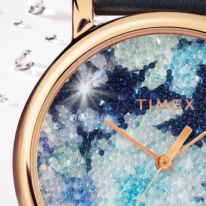 Timex Women's Blue Leather Watch, Rose Gold Case | TW2R66400-4