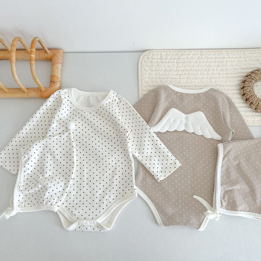 Baby Polka Dot Pattern Detachable Wing Decoration Cotton Bodysuit & Hat-0