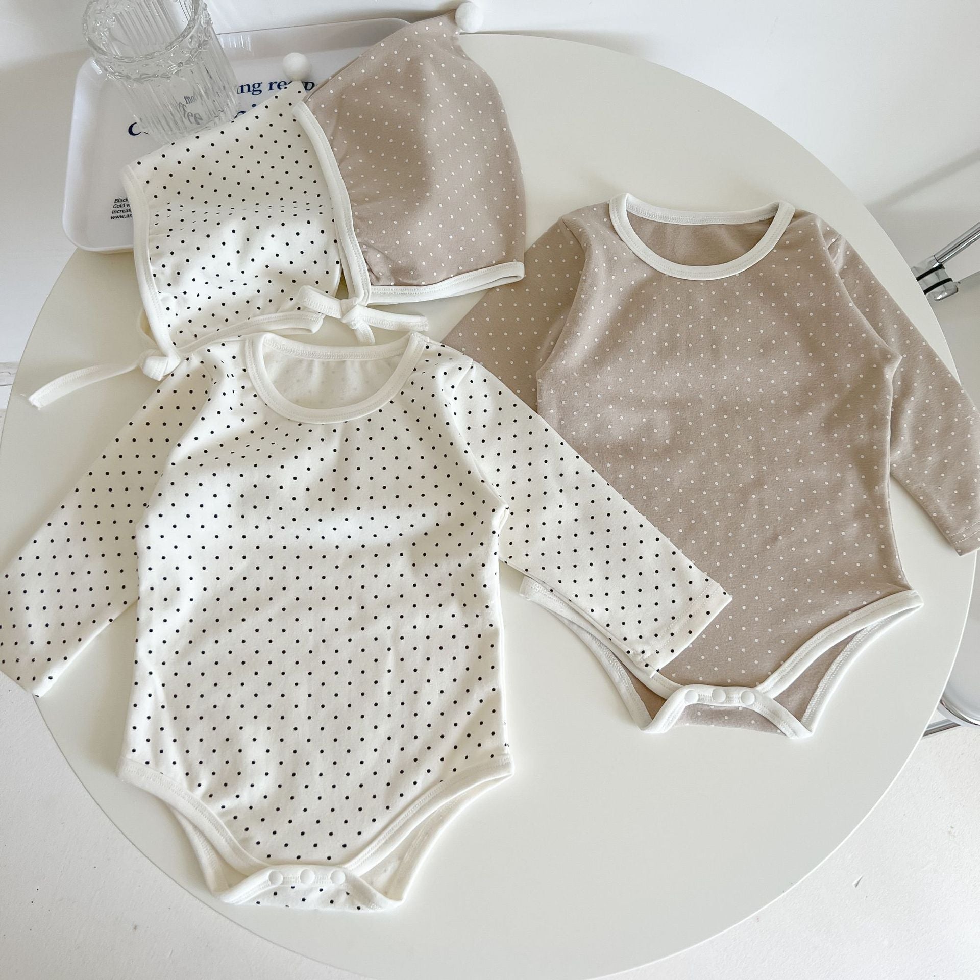 Baby Polka Dot Pattern Detachable Wing Decoration Cotton Bodysuit & Hat-1