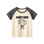 Adorable Cartoon Print Girls’ Patchwork T-Shirt For Summer-0