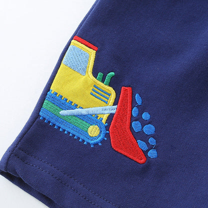 Summer Arrival Kids Boys Cotton Casual Style Cartoon Embroidered Shorts-2