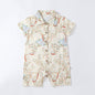 Summer New Arrival Baby Unisex Cheap Short Sleeves Turn-Down Collar Rompers-1
