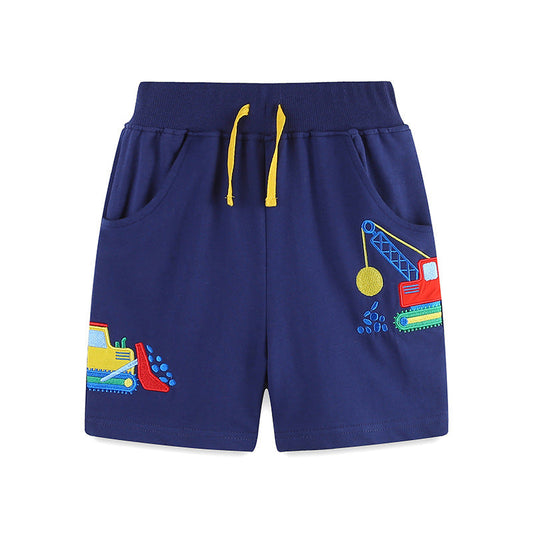 Summer Arrival Kids Boys Cotton Casual Style Cartoon Embroidered Shorts-0